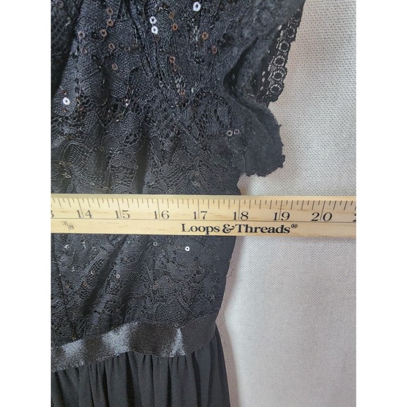 TORRID Black romantic Sequin & Lace Chiffon Midi Dress Goth - Picture 7 of 9